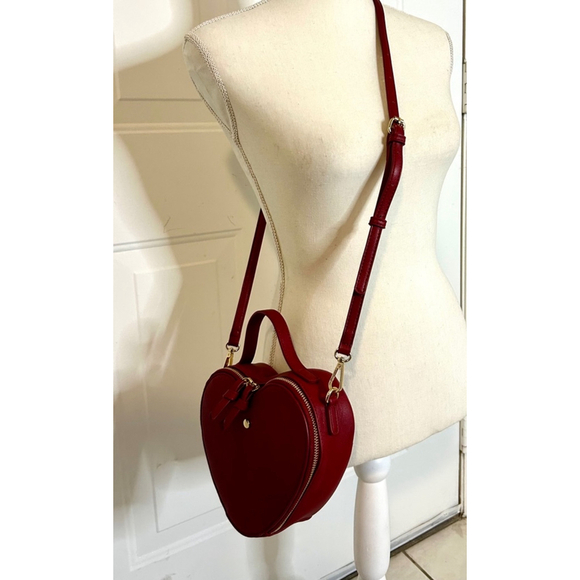 MMS Design Studio Heart Red 3D zip Crossbody Handbag Purse - Picture 8 of 11